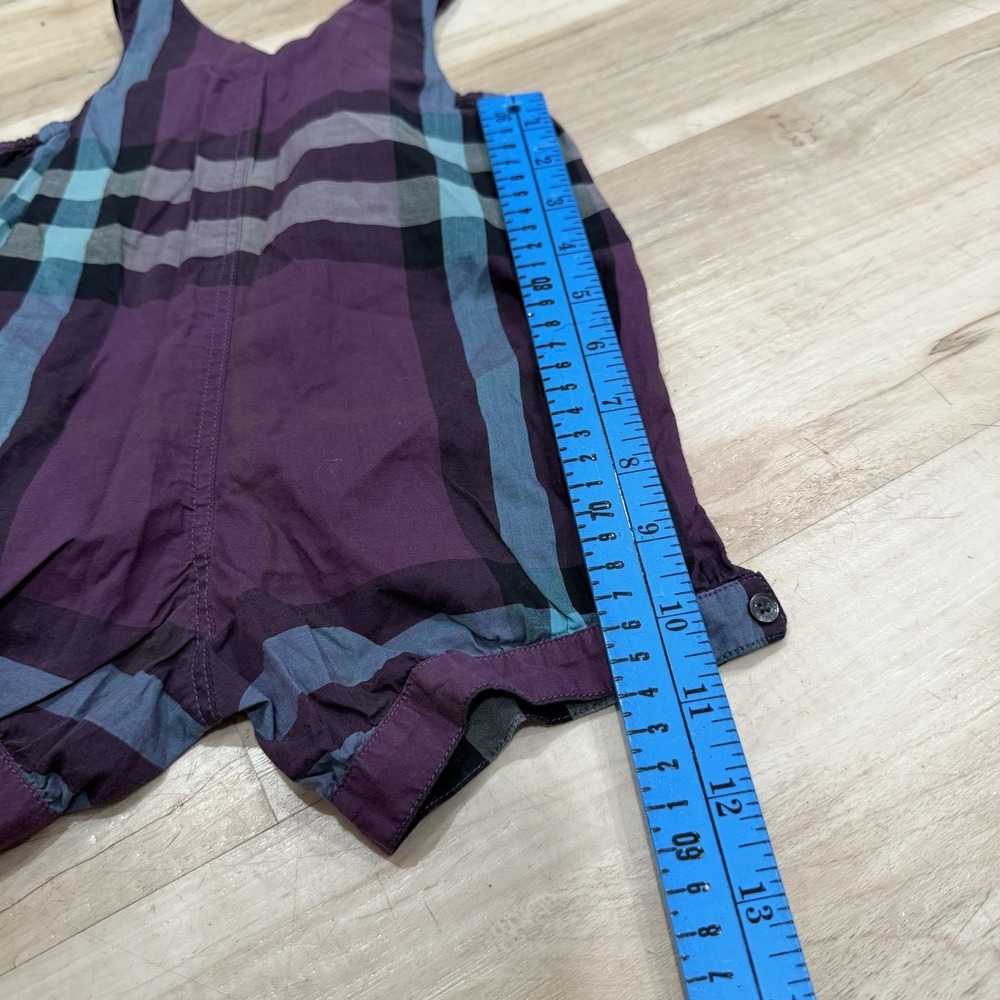 Women's Burberry Purple Plaid Romper‎ Jumpsuit  Baby Size 12 Months Elegant - Picture 3 of 7